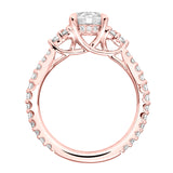 Artcarved Bridal Semi-Mounted with Side Stones Classic 3-Stone Engagement Ring Clio 14K Rose Gold