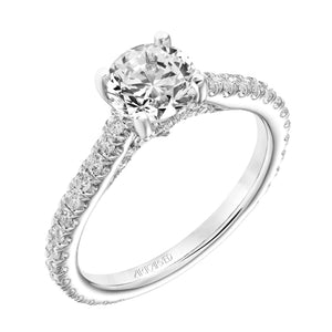 Artcarved Bridal Mounted with CZ Center Classic Diamond Engagement Ring Adrienne 14K White Gold