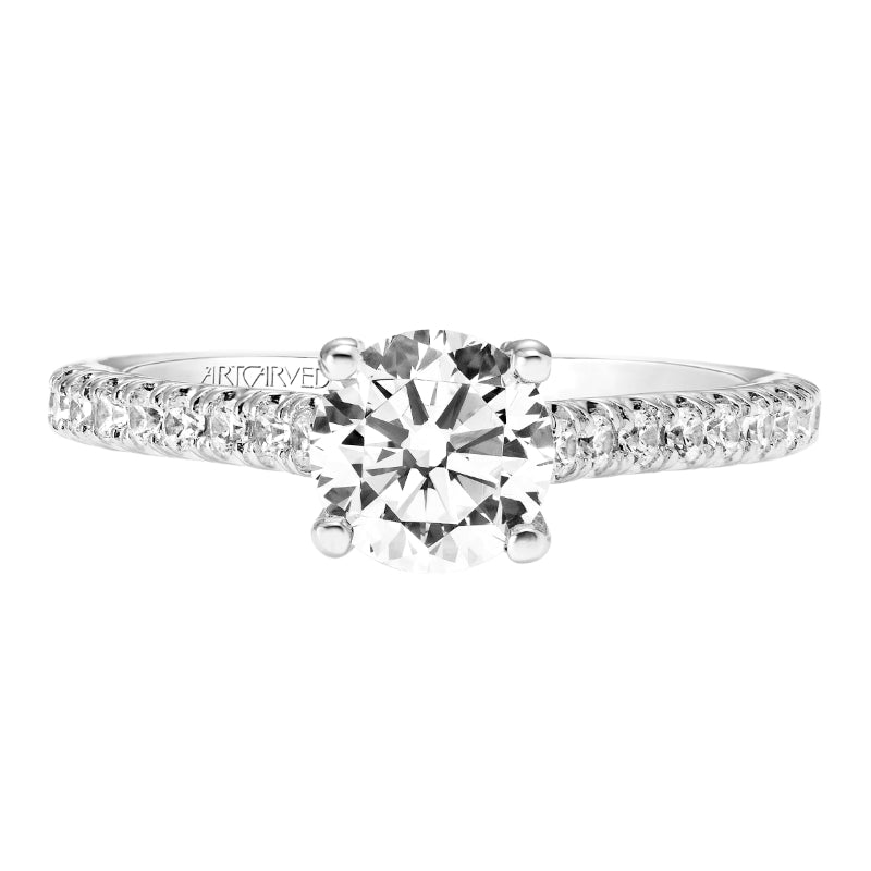 Artcarved Bridal Mounted with CZ Center Classic Diamond Engagement Ring Adrienne 14K White Gold