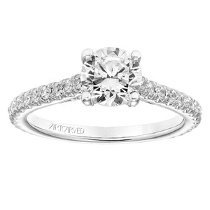 Artcarved Bridal Semi-Mounted with Side Stones Classic Diamond Engagement Ring Adrienne 14K White Gold