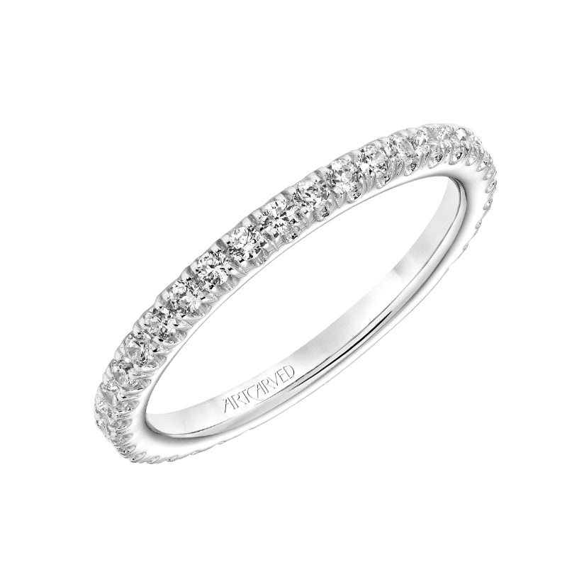 Artcarved Bridal Mounted with Side Stones Classic Diamond Wedding Band Adrienne 14K White Gold