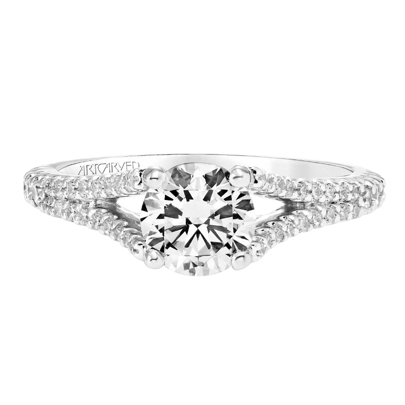 Artcarved Bridal Semi-Mounted with Side Stones Classic Diamond Engagement Ring Darlene 14K White Gold