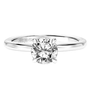Artcarved Bridal Semi-Mounted with Side Stones Classic Solitaire Engagement Ring Erin 14K White Gold