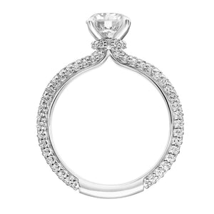 Artcarved Bridal Semi-Mounted with Side Stones Classic Pave Diamond Engagement Ring Helena 14K White Gold