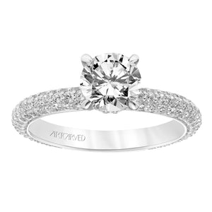 Artcarved Bridal Semi-Mounted with Side Stones Classic Pave Diamond Engagement Ring Helena 14K White Gold