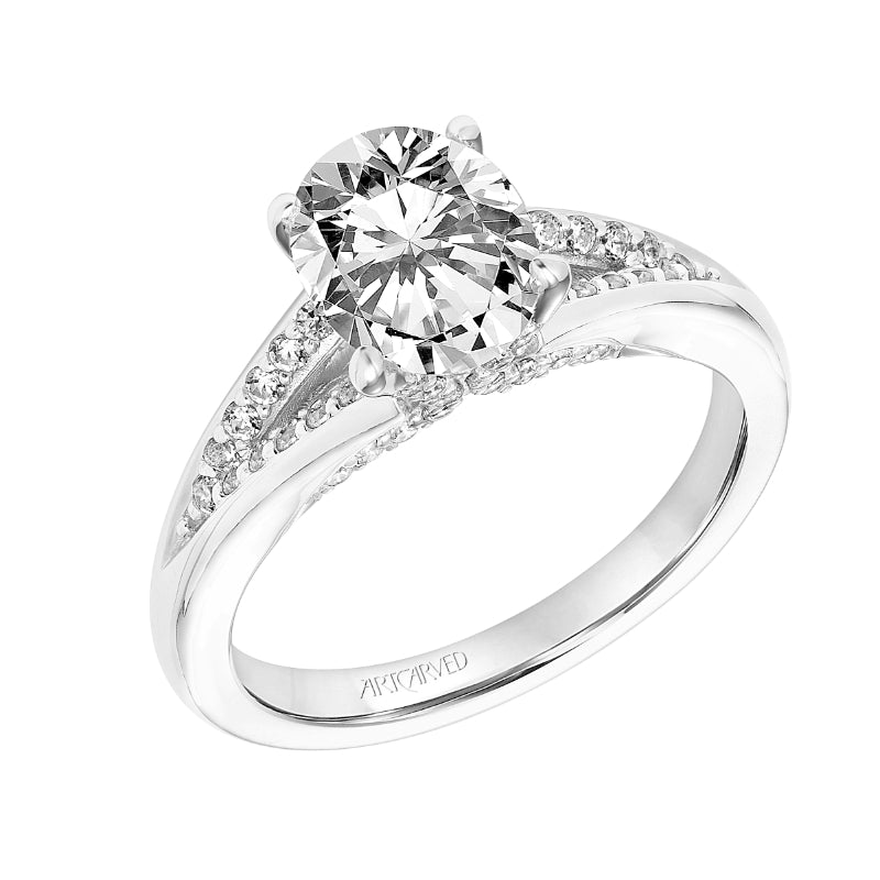 Artcarved Bridal Semi-Mounted with Side Stones Classic Diamond Engagement Ring Amity 14K White Gold