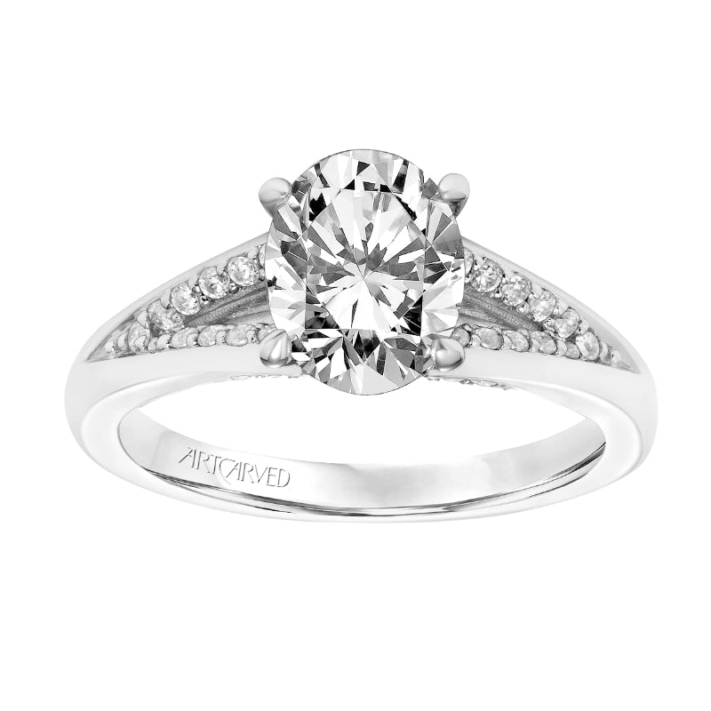 Artcarved Bridal Mounted with CZ Center Classic Diamond Engagement Ring Amity 14K White Gold