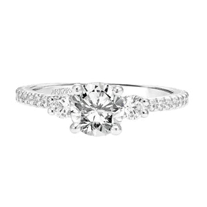 Artcarved Bridal Semi-Mounted with Side Stones Classic 3-Stone Engagement Ring Jill 14K White Gold