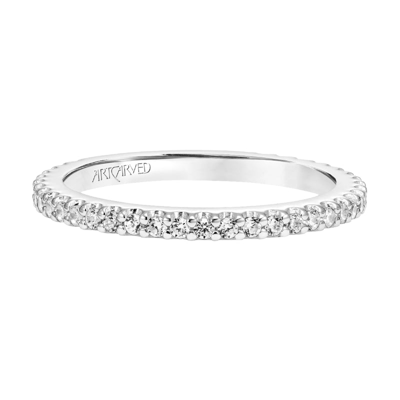 Artcarved Bridal Mounted with Side Stones Classic 3-Stone Diamond Wedding Band Jill 14K White Gold