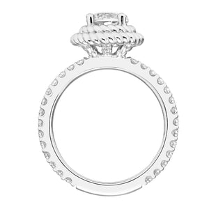 Artcarved Bridal Semi-Mounted with Side Stones Contemporary Rope Halo Engagement Ring Kaydence 14K White Gold