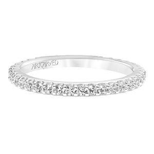 Artcarved Bridal Mounted with Side Stones Contemporary Rope Halo Diamond Wedding Band Kaydence 14K White Gold