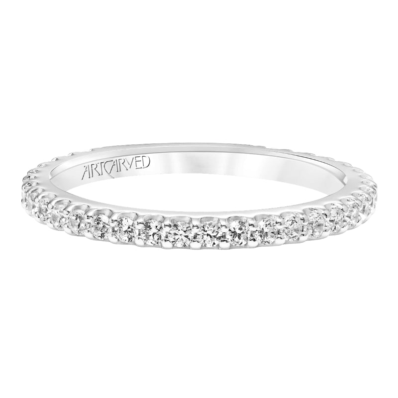 Artcarved Bridal Mounted with Side Stones Contemporary Rope Halo Diamond Wedding Band Kaydence 14K White Gold