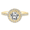 Artcarved Bridal Mounted with CZ Center Contemporary Rope Halo Engagement Ring Cara 14K Yellow Gold