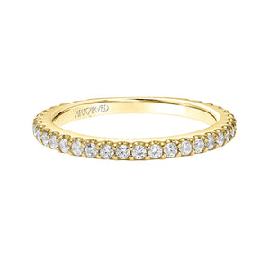 Artcarved Bridal Mounted with Side Stones Contemporary Rope Halo Diamond Wedding Band Cara 14K Yellow Gold