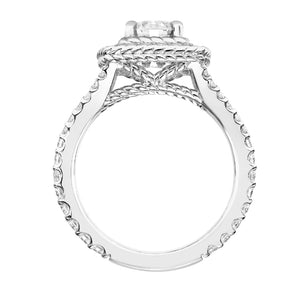 Artcarved Bridal Mounted with CZ Center Contemporary Rope Halo Engagement Ring Alexa 14K White Gold