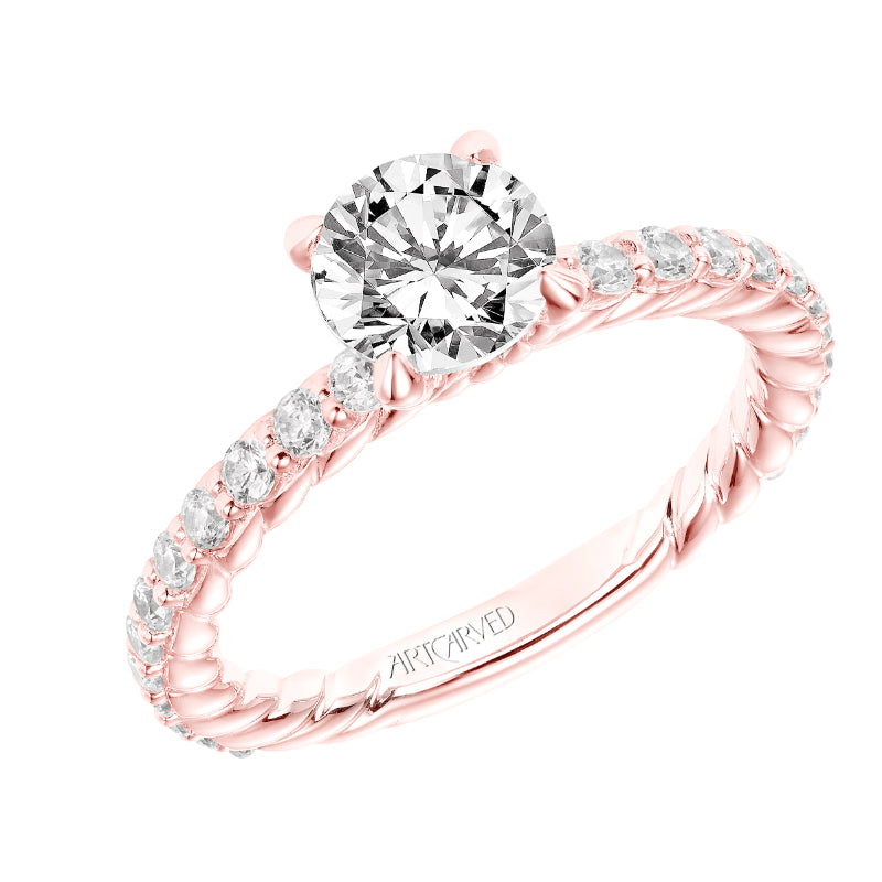 Artcarved Bridal Mounted with CZ Center Contemporary Rope Engagement Ring Wren 14K Rose Gold