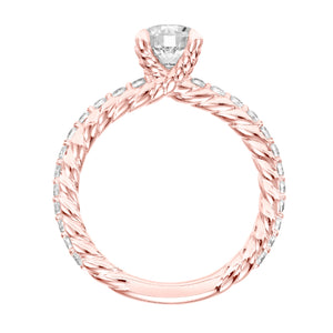 Artcarved Bridal Semi-Mounted with Side Stones Contemporary Rope Engagement Ring Wren 14K Rose Gold