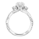 Artcarved Bridal Mounted with CZ Center Contemporary Twist 3-Stone Engagement Ring Danica 14K White Gold