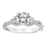 Artcarved Bridal Semi-Mounted with Side Stones Contemporary Twist 3-Stone Engagement Ring Danica 14K White Gold