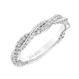 Artcarved Bridal Mounted with Side Stones Contemporary Twist 3-Stone Diamond Wedding Band Danica 14K White Gold