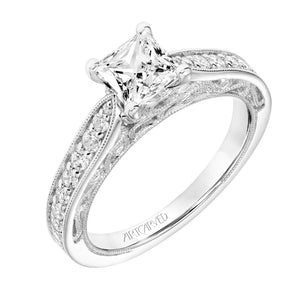 Artcarved Bridal Mounted with CZ Center Vintage Heritage Engagement Ring Blanche 14K White Gold