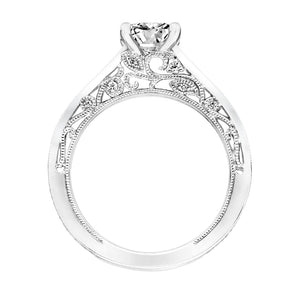 Artcarved Bridal Semi-Mounted with Side Stones Vintage Heritage Engagement Ring Blanche 14K White Gold