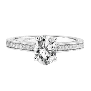 Artcarved Bridal Semi-Mounted with Side Stones Vintage Filigree Diamond Engagement Ring Marie 14K White Gold