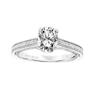 Artcarved Bridal Semi-Mounted with Side Stones Vintage Filigree Diamond Engagement Ring Marie 14K White Gold