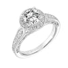 Artcarved Bridal Semi-Mounted with Side Stones Vintage Filigree Halo Engagement Ring Dolores 14K White Gold