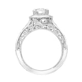 Artcarved Bridal Mounted with CZ Center Vintage Filigree Halo Engagement Ring Dolores 14K White Gold