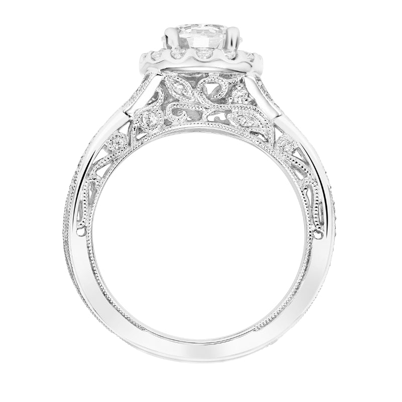 Artcarved Bridal Semi-Mounted with Side Stones Vintage Heritage Engagement Ring Lucinda 14K White Gold