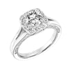 Artcarved Bridal Semi-Mounted with Side Stones Vintage Filigree Halo Engagement Ring Katherine 14K White Gold