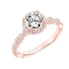 Artcarved Bridal Semi-Mounted with Side Stones Contemporary Twist Halo Engagement Ring Gianna 14K Rose Gold