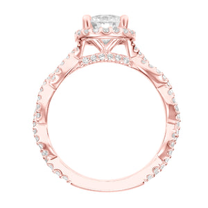 Artcarved Bridal Semi-Mounted with Side Stones Contemporary Twist Halo Engagement Ring Gianna 14K Rose Gold