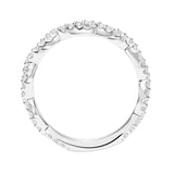 Artcarved Bridal Mounted with Side Stones Contemporary Twist Halo Diamond Wedding Band Everly 14K White Gold
