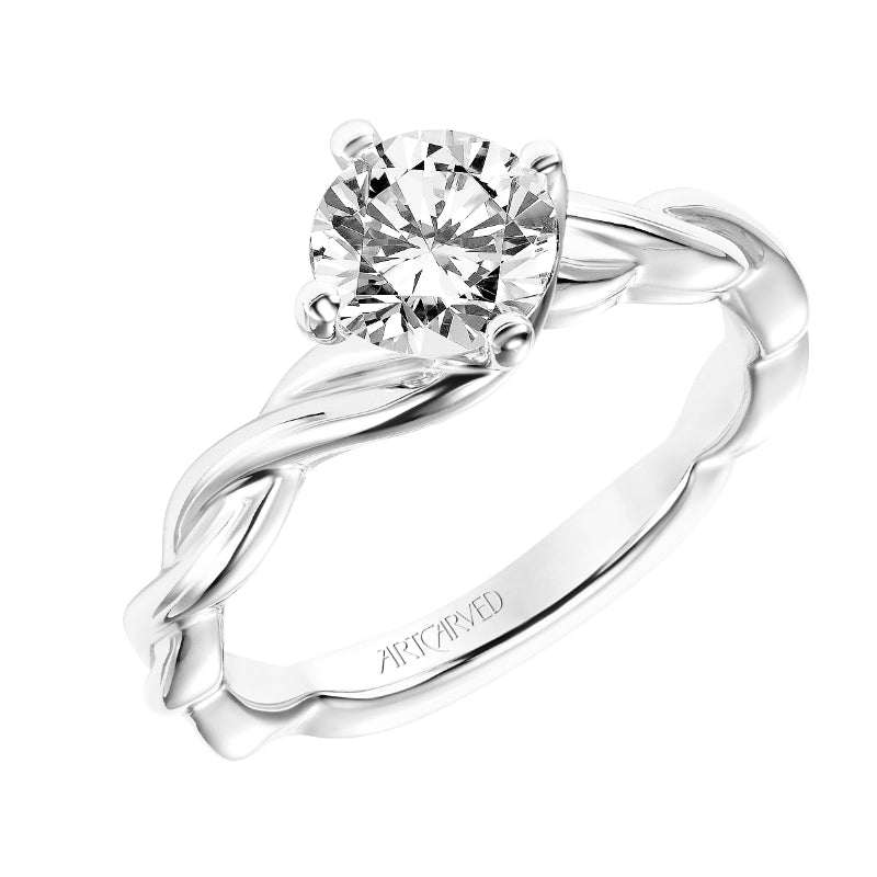 Artcarved Bridal Mounted with CZ Center Contemporary Twist Solitaire Engagement Ring Kassidy 14K White Gold