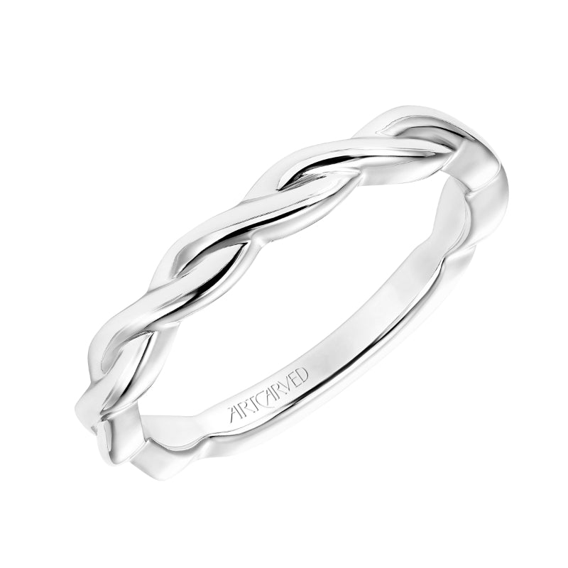 Artcarved Bridal Band No Stones Contemporary Twist Solitaire Wedding Band Kassidy 14K White Gold