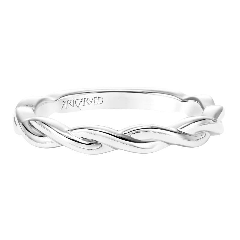 Artcarved Bridal Band No Stones Contemporary Twist Solitaire Wedding Band Kassidy 14K White Gold