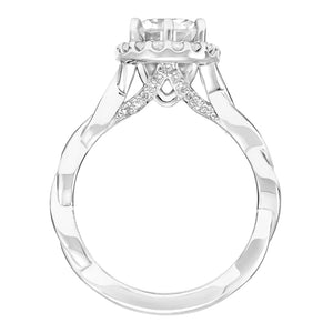 Artcarved Bridal Semi-Mounted with Side Stones Contemporary Twist Halo Engagement Ring Logan 14K White Gold