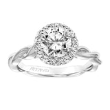 Artcarved Bridal Semi-Mounted with Side Stones Contemporary Twist Halo Engagement Ring Logan 14K White Gold