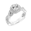 Artcarved Bridal Semi-Mounted with Side Stones Contemporary Twist Halo Engagement Ring Lyra 14K White Gold