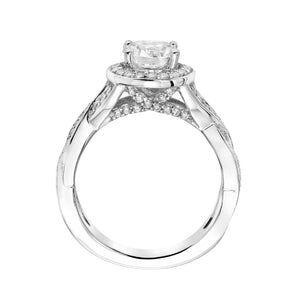 Artcarved Bridal Mounted with CZ Center Contemporary Twist Halo Engagement Ring Lyra 14K White Gold