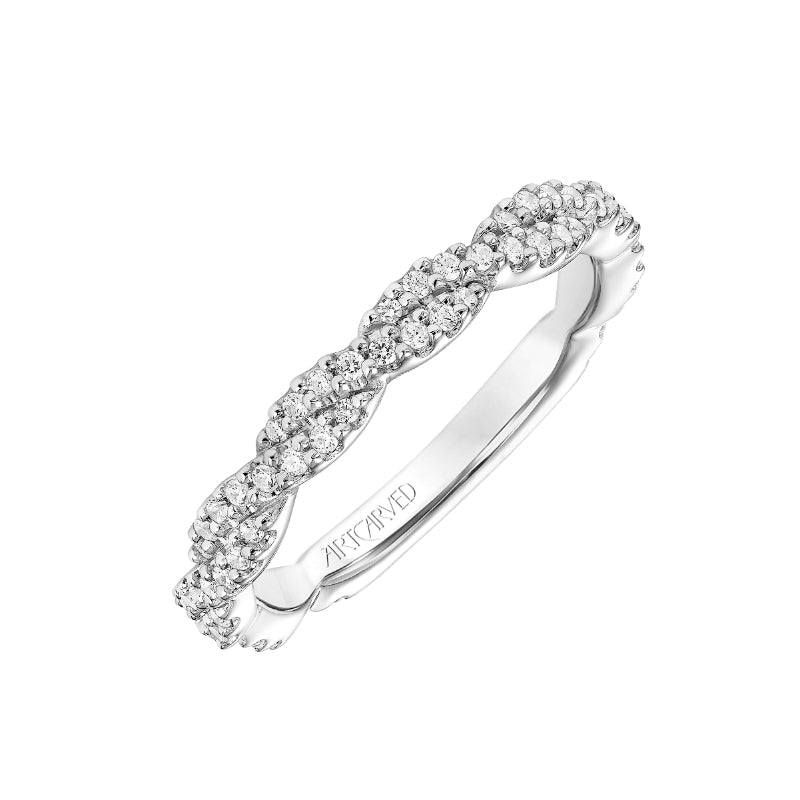 Artcarved Bridal Mounted with Side Stones Contemporary Twist Diamond Wedding Band Becca 14K White Gold