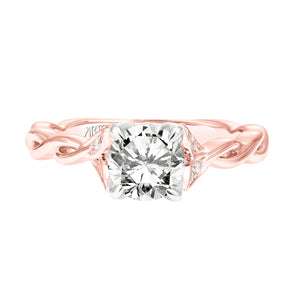 Artcarved Bridal Mounted with CZ Center Contemporary Floral Solitaire Engagement Ring Cherie 18K Rose Gold
