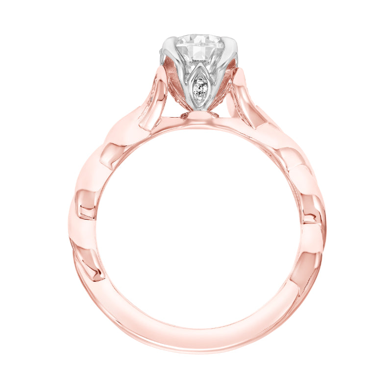 Artcarved Bridal Semi-Mounted with Side Stones Contemporary Floral Solitaire Engagement Ring Cherie 14K Rose Gold