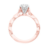 Artcarved Bridal Mounted with CZ Center Contemporary Floral Solitaire Engagement Ring Cherie 18K Rose Gold