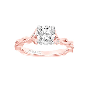 Artcarved Bridal Mounted with CZ Center Contemporary Floral Solitaire Engagement Ring Cherie 14K Rose Gold
