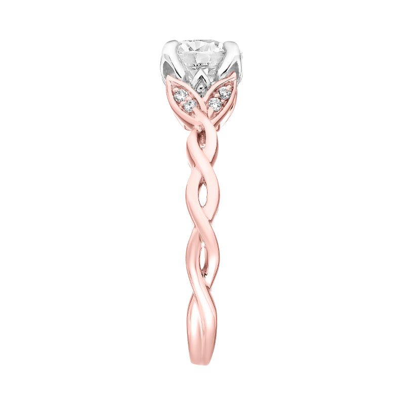 Artcarved Bridal Mounted with CZ Center Contemporary Floral Solitaire Engagement Ring Cherie 18K Rose Gold Primary & White Gold