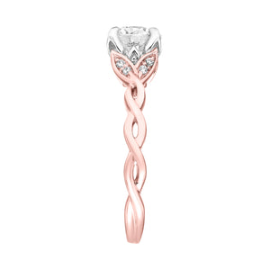 Artcarved Bridal Mounted with CZ Center Contemporary Floral Solitaire Engagement Ring Cherie 14K Rose Gold Primary & White Gold
