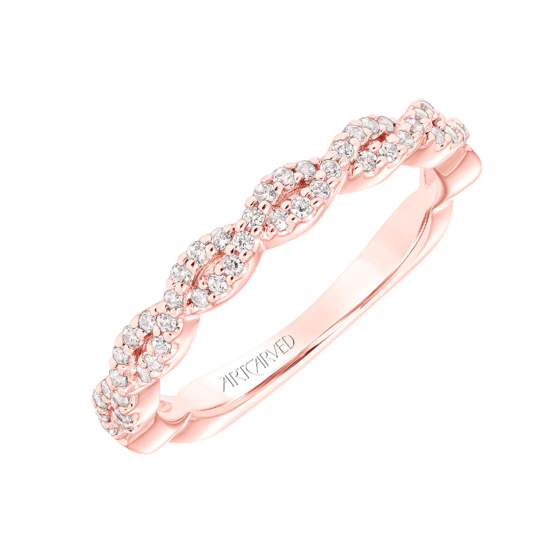 Artcarved Bridal Mounted with Side Stones Contemporary Floral Twist Diamond Wedding Band Cherie 14K Rose Gold